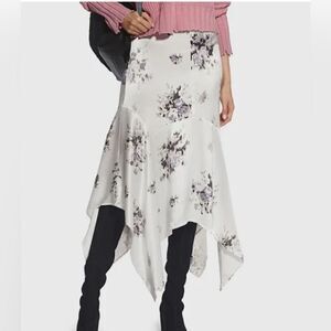 Ganni Cameron Floral Asymmetric Satin Midi Skirt. 36/ small